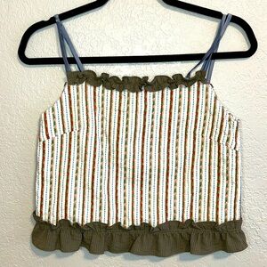 Until Eighty Colorful Embroidered Adjustable Crop Top